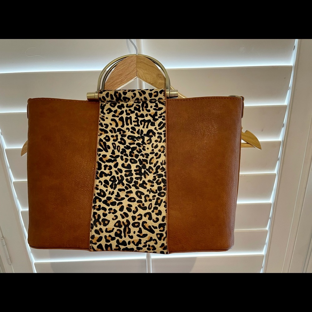 Leather and leopard print handbag. NWOT